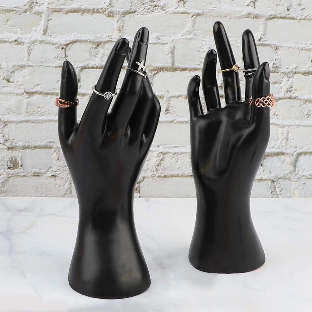 1x Black Mannequin Hand Jewelry Display Stand – Ring & Bracelet Display Holder